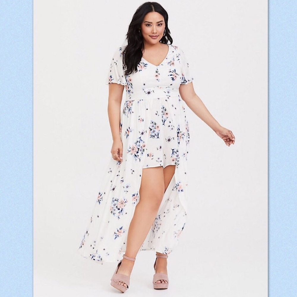 Torrid Floral Challis Walk Through Romper Size 22